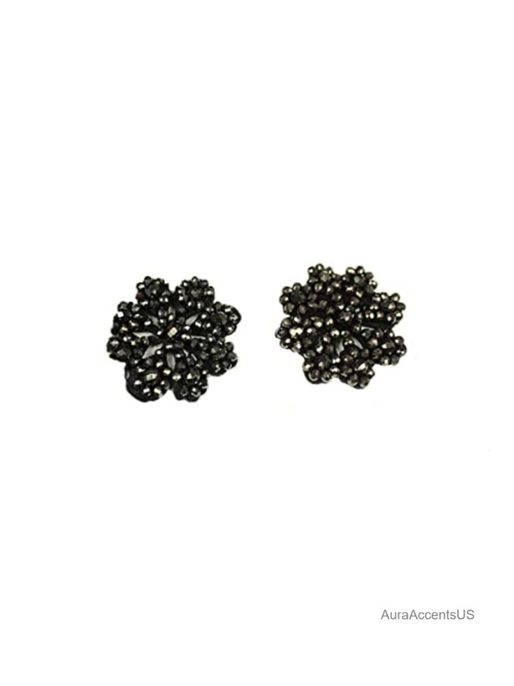 Fabric and Glass Bead Flower Shoe Clips for Flats Boots Sandals Pumps